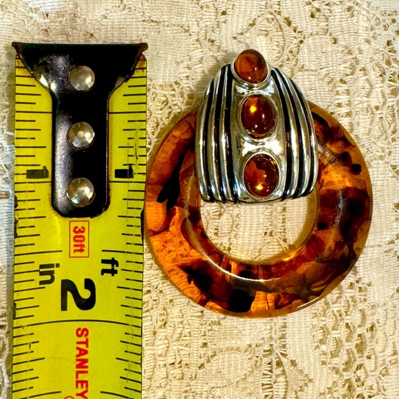 🐢VINTAGE LARGE FASHION TORTOISE CLIP-ON CIRCLE LOOP EARRINGS🐢 - Picture 8 of 8